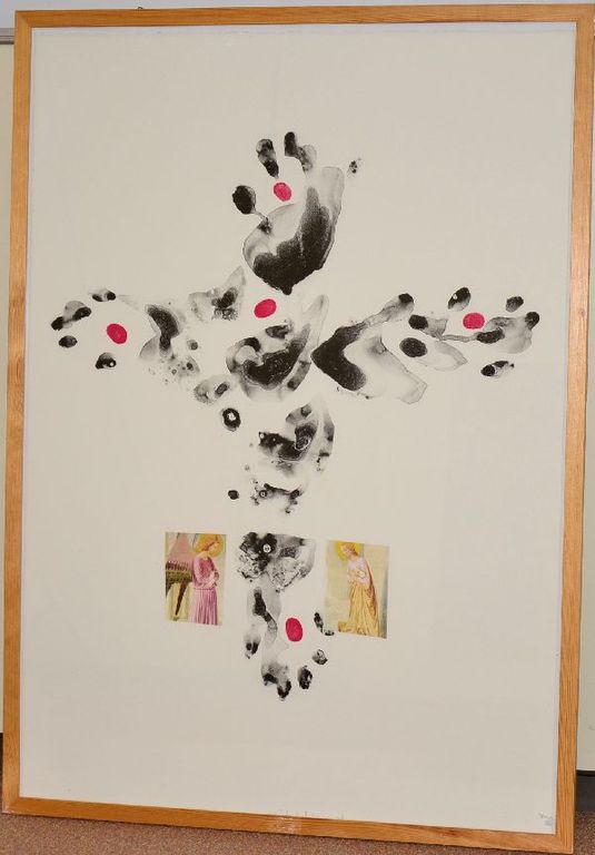 Marc Mulders: Litho met Collage. Handpalm verkocht voor € 265!