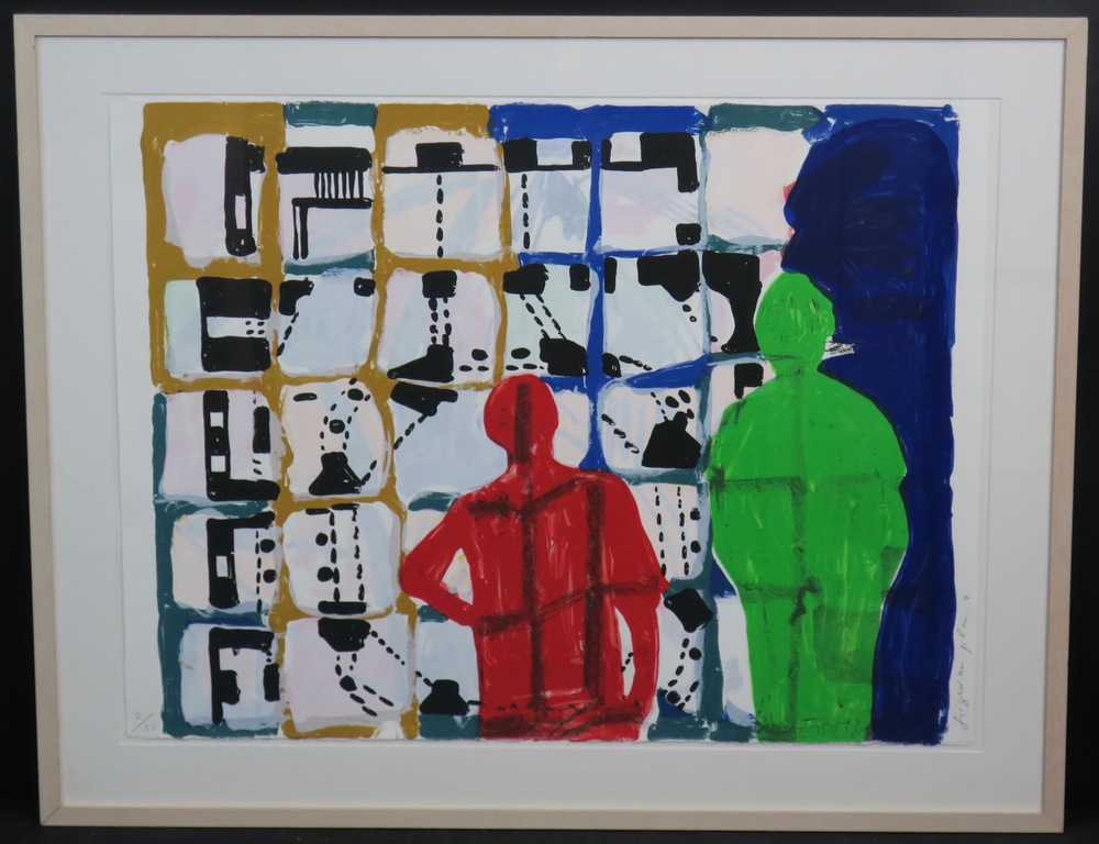 Cees Dolk: Zeefdruk, Figurenplan 2 - Ingelijst kopen? Bied vanaf 20!