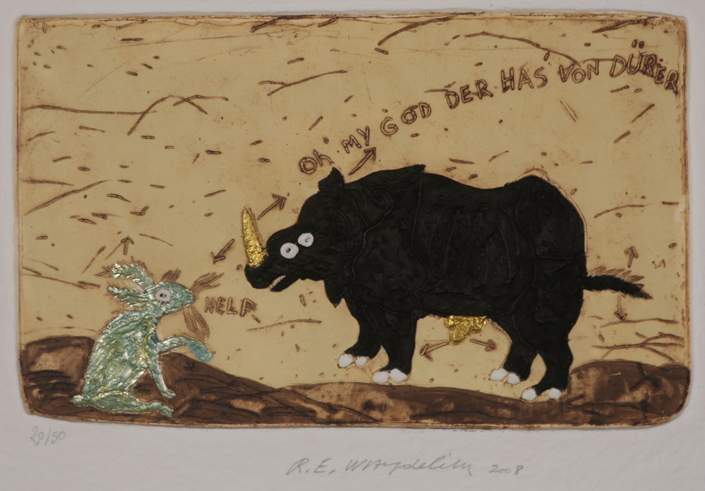 Raymond Waydelich: Aquagravure, Oh my God der Has von Durer verkocht voor € 45!