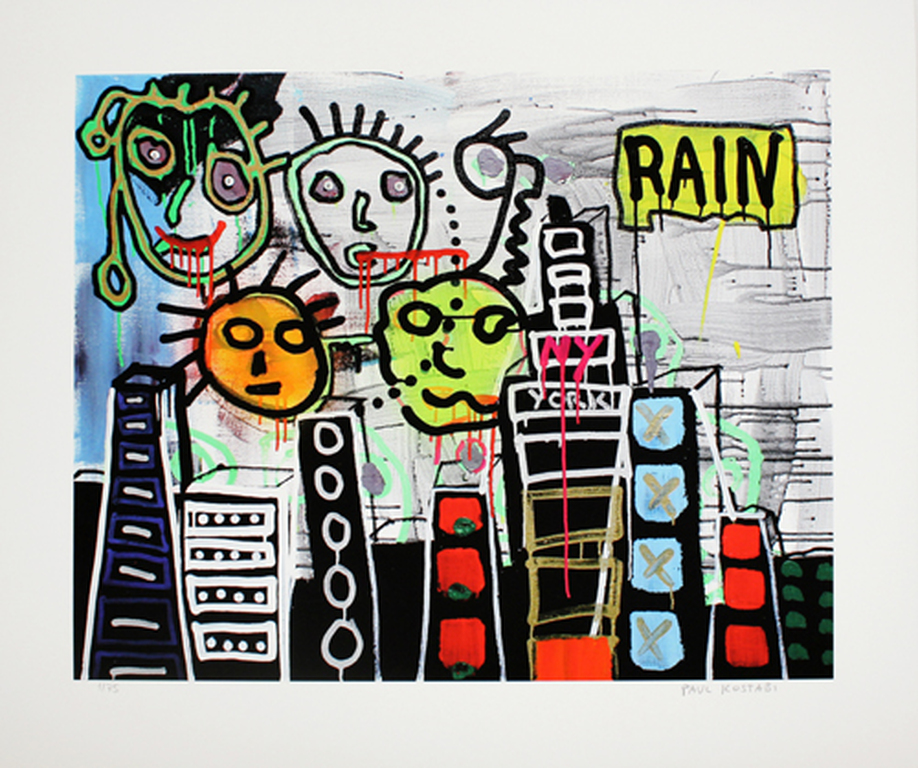 Paul Kostabi, Glicee, "Boxes in the sky " verkocht voor € 45!