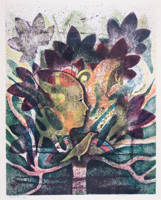 Andre Goezu: Kleurenlitho, Titel: Auguri, oplage 3 van 25. verkocht voor € 85!