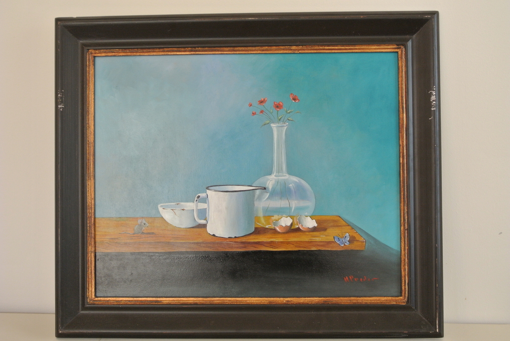 Henk Poeder, Stilleven, Olieverf op board. kopen? Bied vanaf 135!