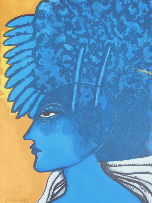 Guillaume Corneille - kleurenlitho - Femme Bleu: Jaune  kopen? Bied vanaf 185!