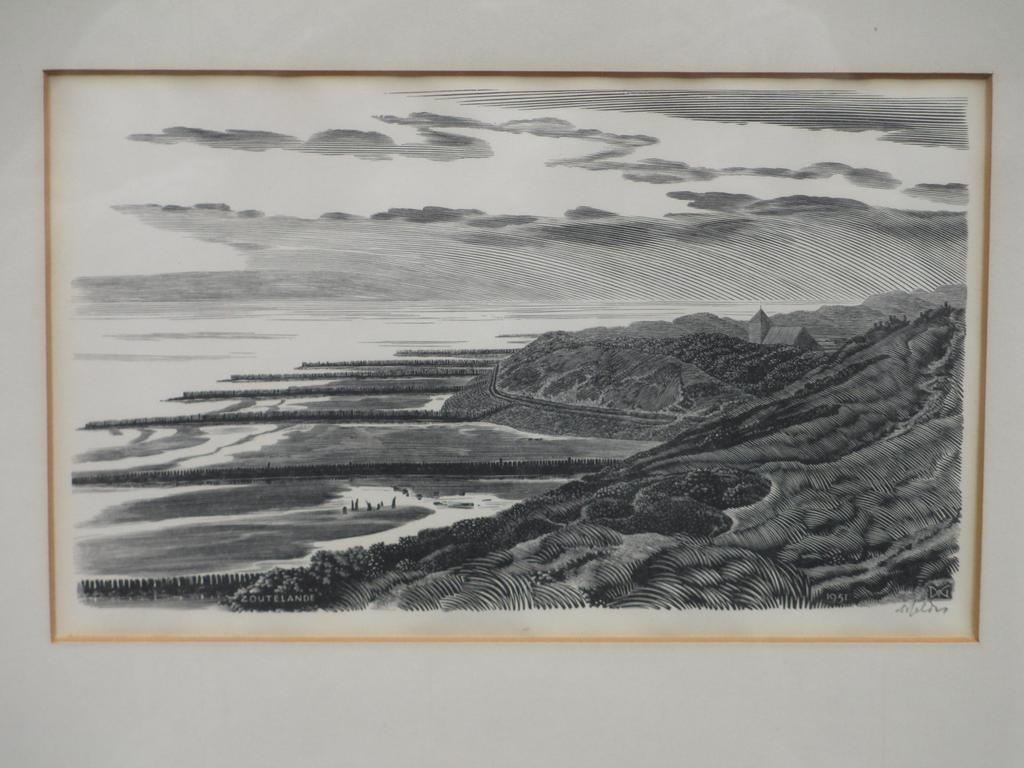 Dirk van Gelder, Strand en duinen bij Zoutelande, kopergravure verkocht voor € 85!