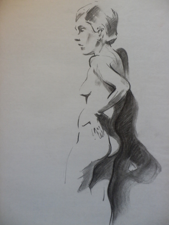 JAN MEIJER(1900-1986)  Houtskooltekening STAAND NAAKT kopen? Bied vanaf 1!