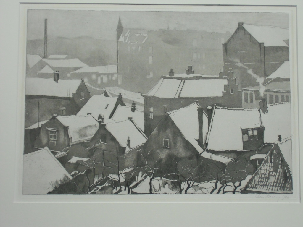 WINTERS STADSGEZICHT / ETS EN AQUATINT VAN CEES BOLDING kopen? Bied vanaf 50!