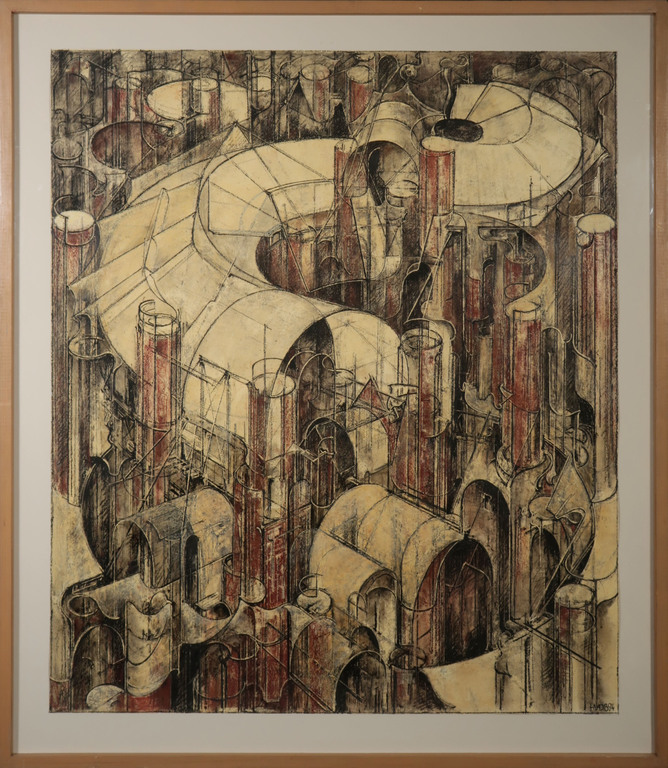 Hans van den Boogaard: Gemengde techniek op papier, Z.T. - Ingelijst (Groot!) kopen? Bied vanaf 250!