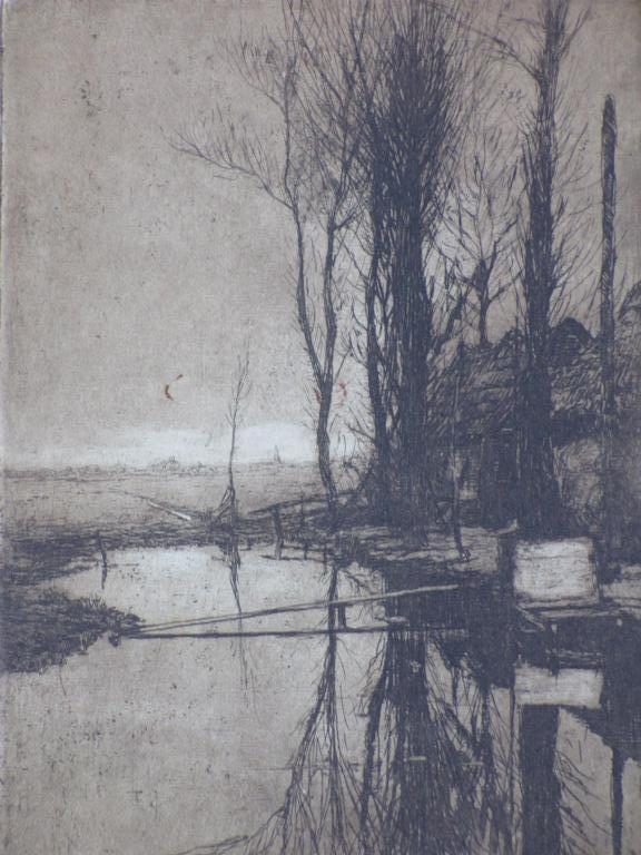 J.W.Nortier, Boerderij aan poldersloot, Ets kopen? Bied vanaf 1!