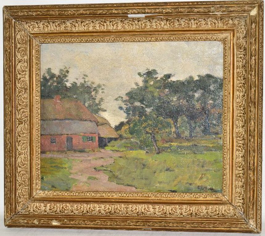 Gerardus de Groot: Olieverf schilderij 'Dorpslandschap' verkocht voor € 35!