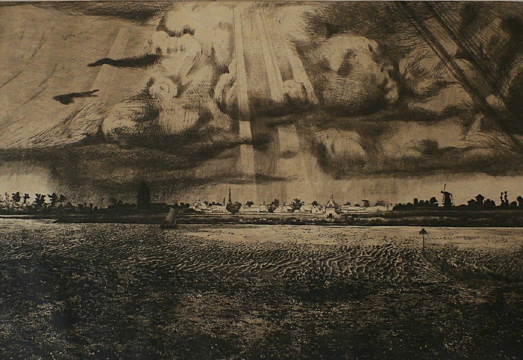 Arend Hendriks - ets: gezicht op gorcum verkocht voor € 70!