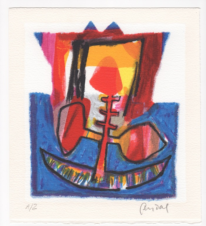 Geert Vrijdag, zeefdruk, 'Vogel', 1996 verkocht voor € 65!