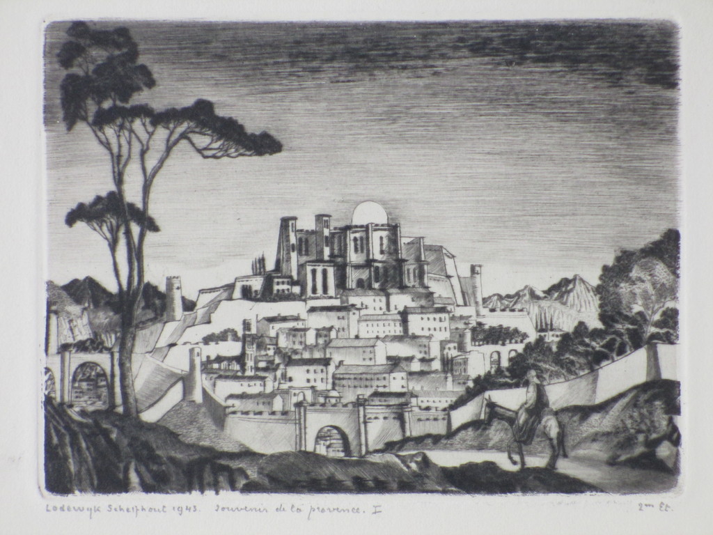 Lodewijk Schelfthout, Souvenir de la Provence I, Droge naald ets kopen? Bied vanaf 60!