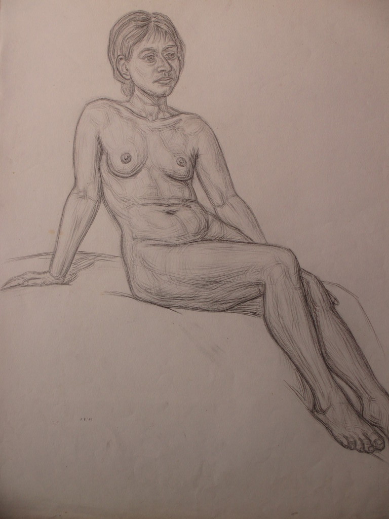 Rudolf Bremmer, Zittend Naakt, Tekening 1936 verkocht voor € 55!