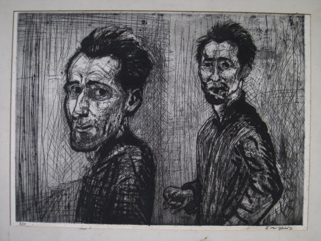 Unica (2/5) Ets van Exprss. Graficus Hans van Efferen (1934-) "Zelfportret" gesd kopen? Bied vanaf 1!