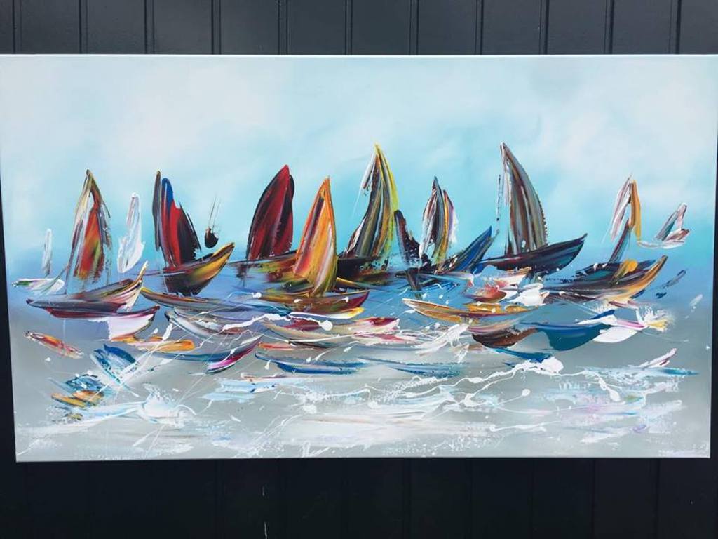 Gena - Sailing - Acrylverf op doek - Gesigneerd - 2017 verkocht voor € 250!