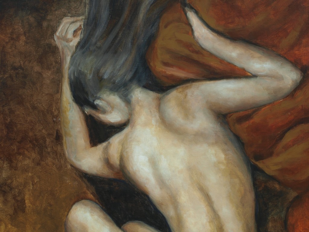 Acrylverf op doek – Naakte vrouw – 100 x 120 cm  kopen? Bied vanaf 100!