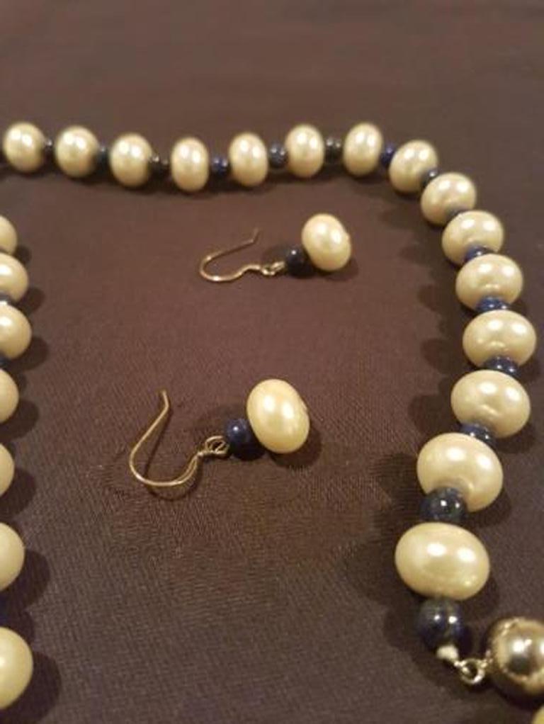 Ketting en oorbellen lapis en gekweekte parel kopen? Bied vanaf 1!