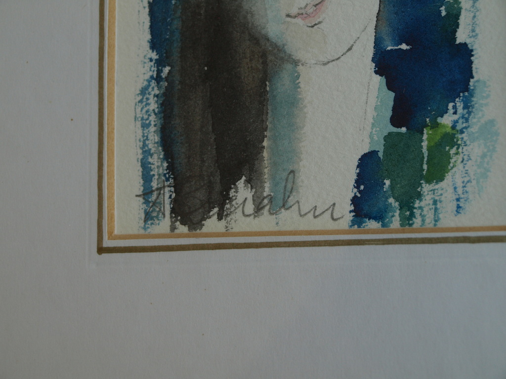 Onbekend : Aquarel , Portret meisje – gesigneerd & ingelijst  kopen? Bied vanaf 1!