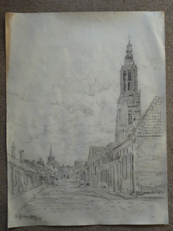 E. Adriani-Hovy - tekening - Amersfoort verkocht voor € 35!