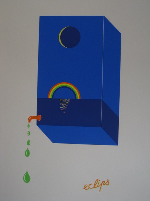 Origineel PopArt Etienne Elias (1936-2007) Litho "Eclipse" gesigneerd  verkocht voor € 35!