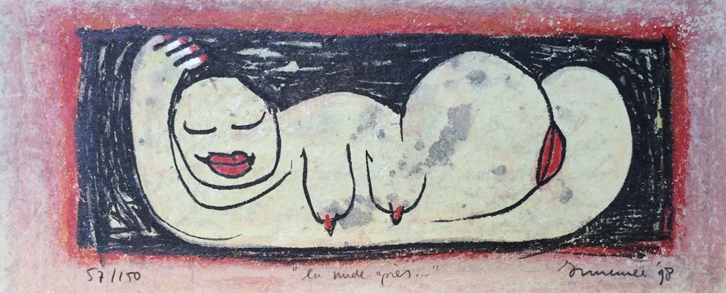 Hans Innemee, zeefdruk op papier, Titel: La nude apres verkocht voor € 50!