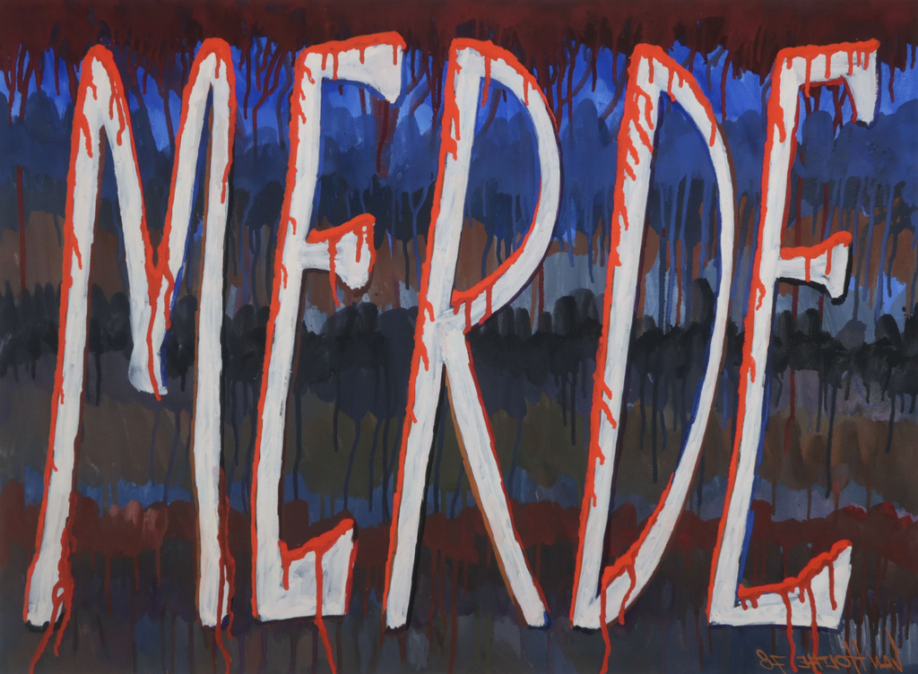 Jan van Holthe: Acryl op papier, Merde 18 kopen? Bied vanaf 1!