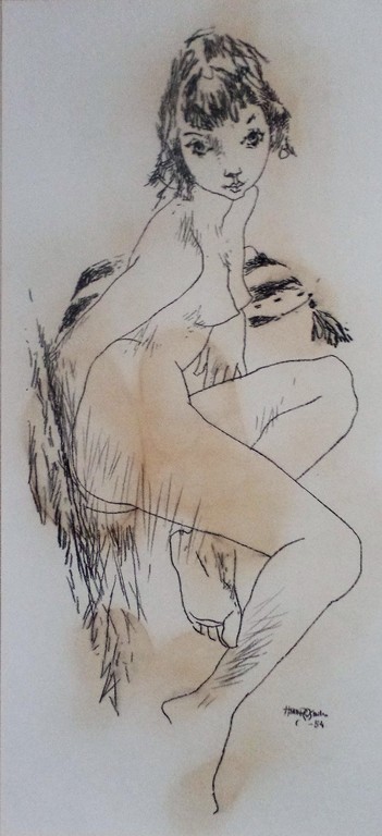 Harrie ( Hakkie ) van Rosmalen 1923-2001  -  Tekening  -  Naakte Jonge Vrouw kopen? Bied vanaf 10!