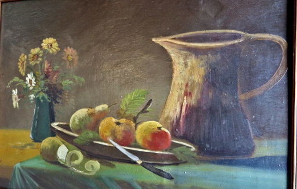 Onbekende kunstenaar (onduidelijk gesigneerd) - Olieverf op paneel - Stilleven kopen? Bied vanaf 1!