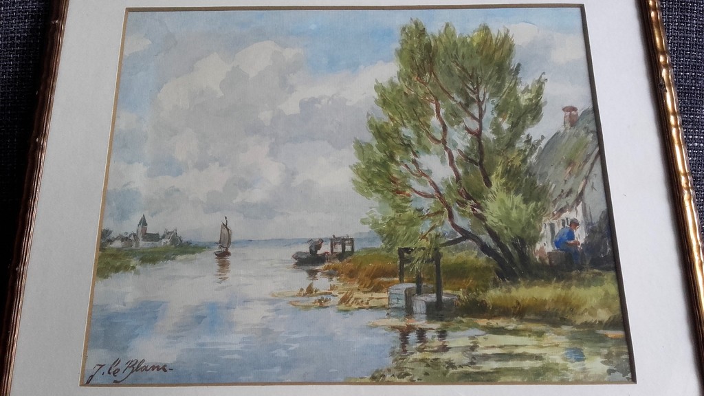 J. Le Blanc - Aquarel - Boerderij langs het Water kopen? Bied vanaf 25!
