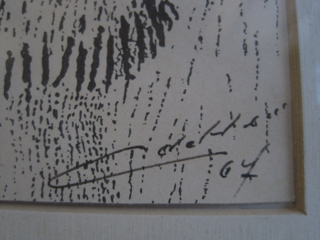 Mooie Divisionistische Inkttekening "zusjes in landschap" gesigneerd/gedateerd kopen? Bied vanaf 1!