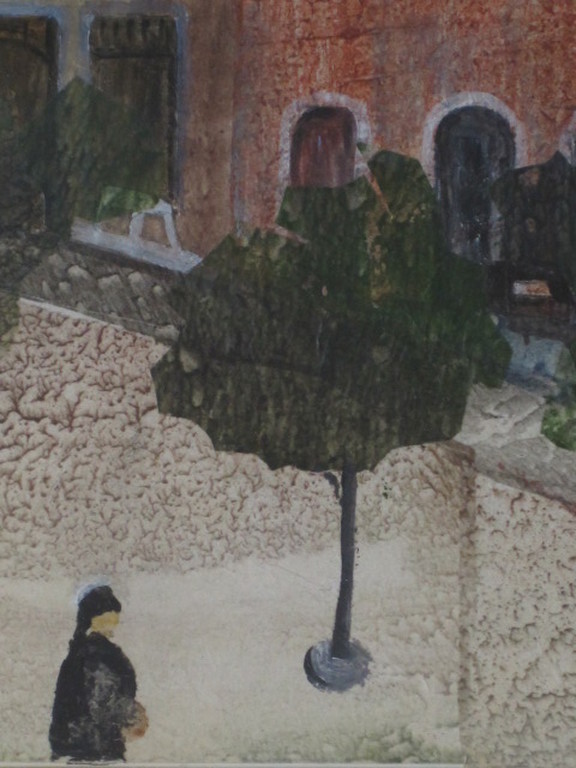 monogram JMM - aquarel/pastel "Parijs - personen op plein" omstreeks 1950  kopen? Bied vanaf 1!