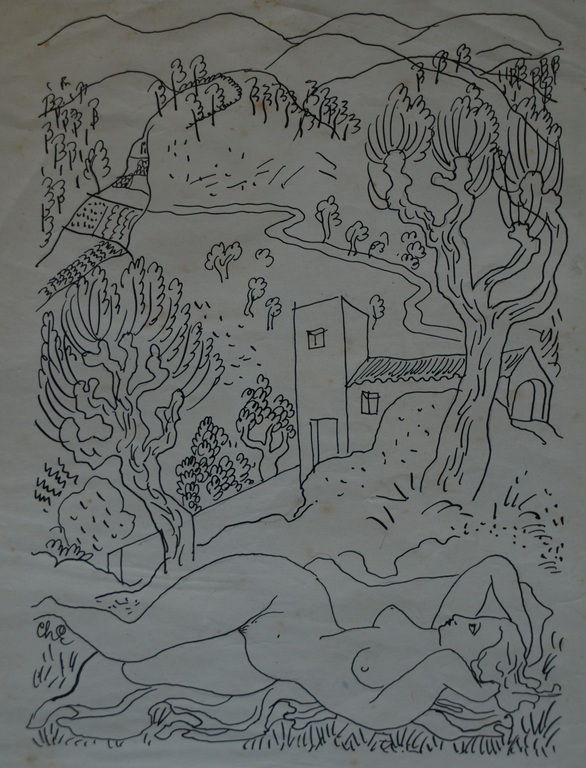 Charles Eyck : Tekening , Het licht achter Golgotha – gesigneerd – ca 1934 kopen? Bied vanaf 1!