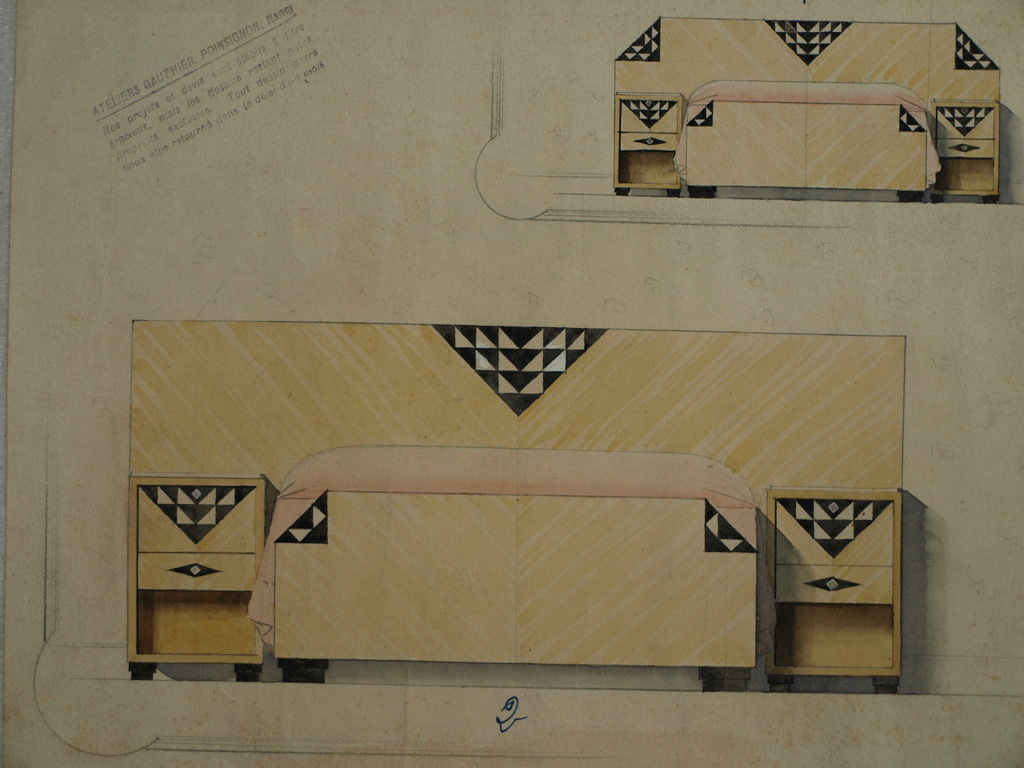 AcheterCAMILLE GAUTHIER (1870-1963) – Ontwerp bedmeubel – Art Deco – ca 1920 ? Enchérissez de 1!