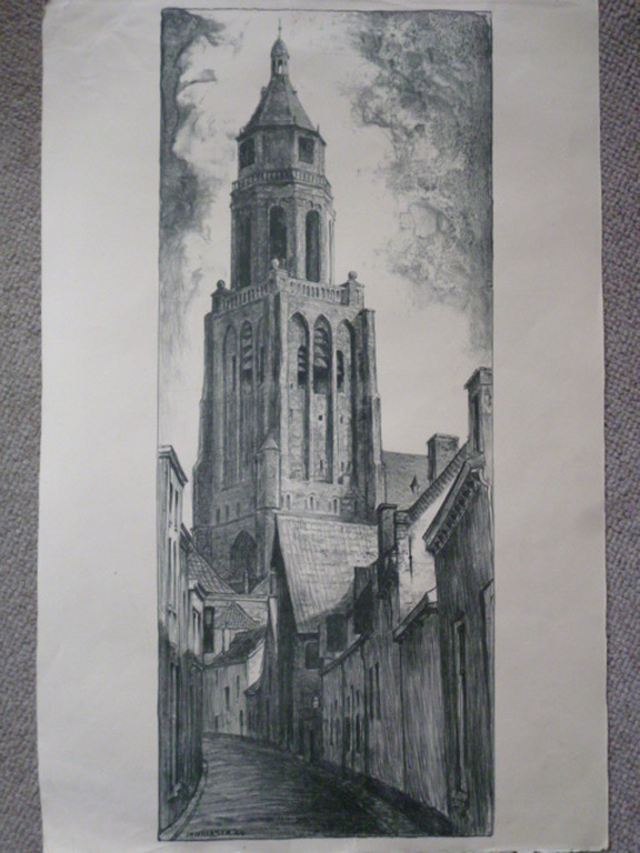 Jan Visser - litho - Trompetsteeg Arnhem kopen? Bied vanaf 25!