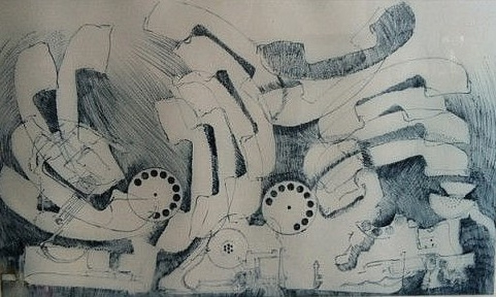 Arman - 'Les telephones' - ets - 1973 - ingelijst kopen? Bied vanaf 295!