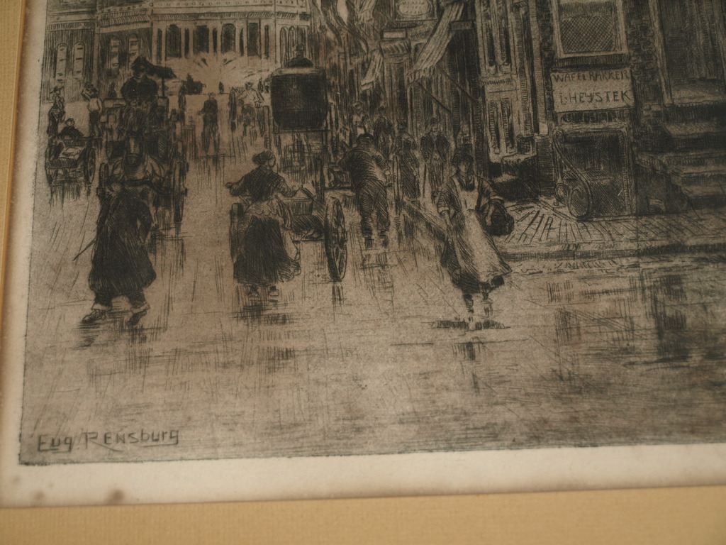 Eugène Rensburg – Ets, Utrechtsestraat Amsterdam – Gesigneerd en ingelijst –1925 kopen? Bied vanaf 1!