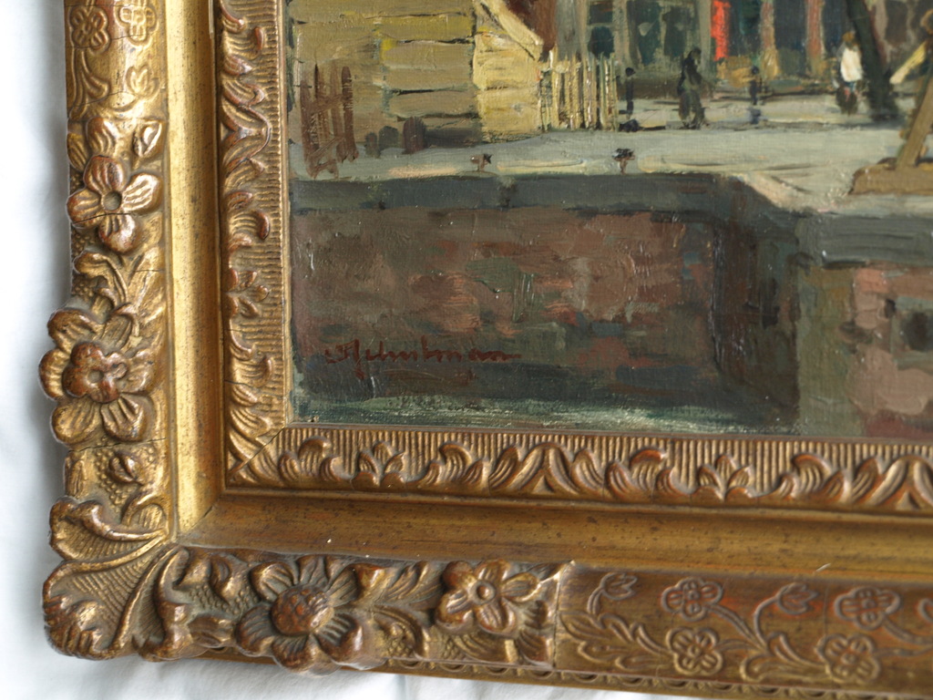 David Schulman : Olieverf op doek â��Stadsgezicht Amsterdamâ��gesigneerd & ingelijst kopen? Bied vanaf 500!