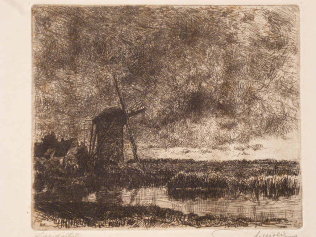 A. Miolée - ets - Avond a/d Vliet bij Voorschoten verkocht voor € 40!