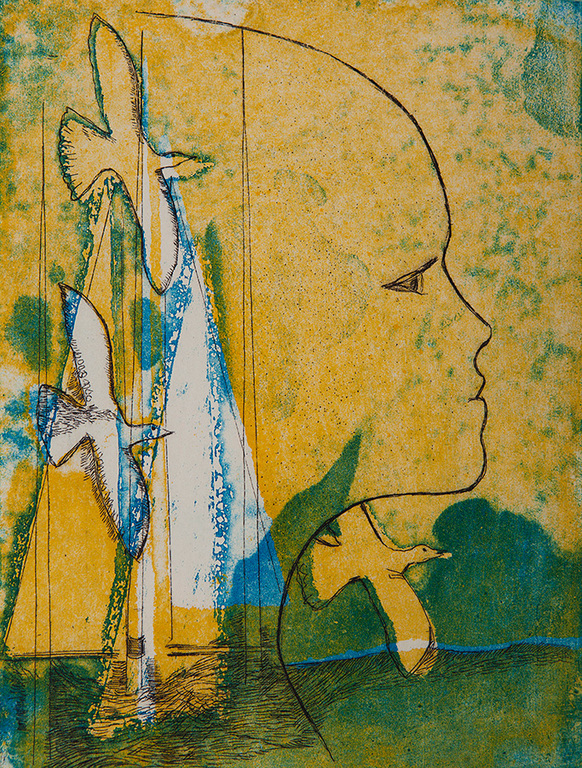 André Goezu - Ets en aquatint op papier - Vogues verkocht voor € 40!