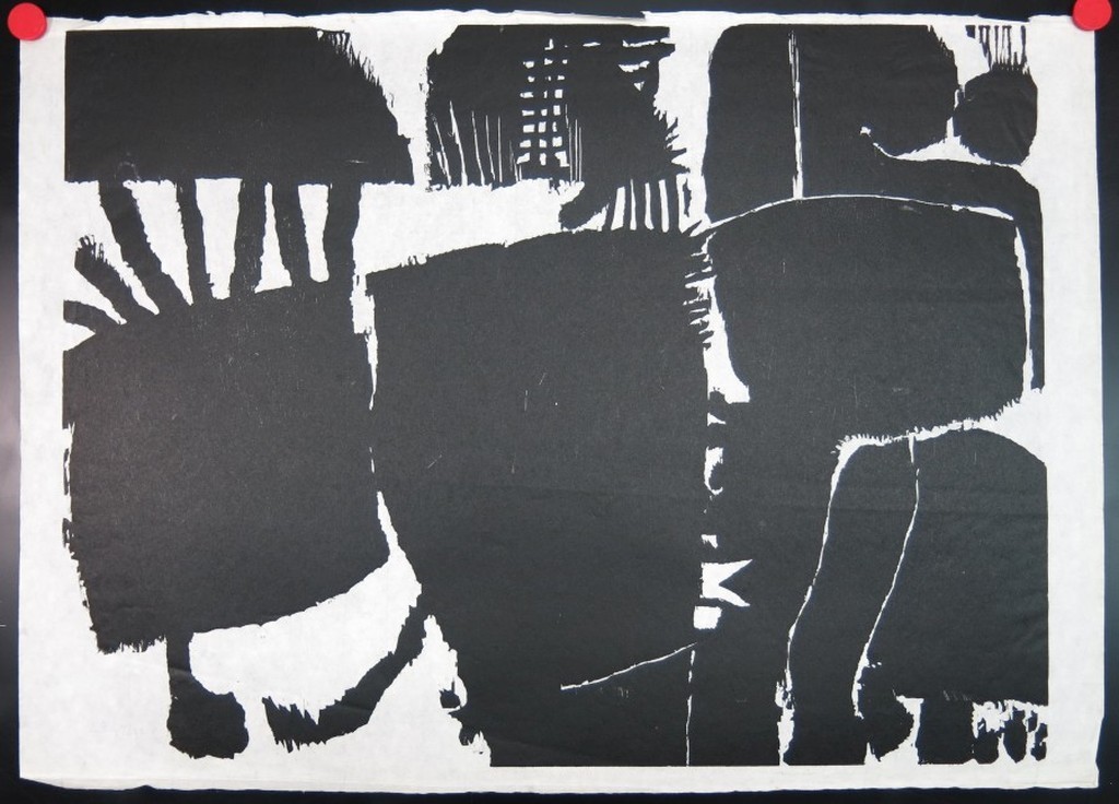 Guillaume Le Roy: Linosnede, Compositie in zwart verkocht voor € 40!