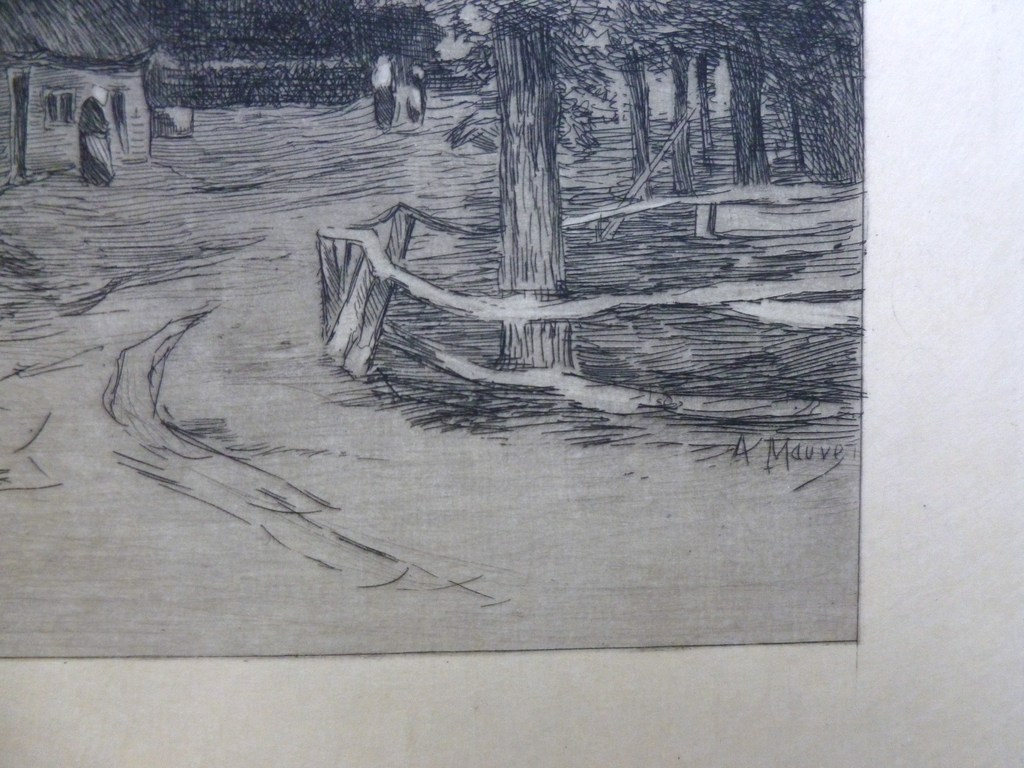 Anton Mauve. Ets: Huisje in een landschap kopen? Bied vanaf 30!