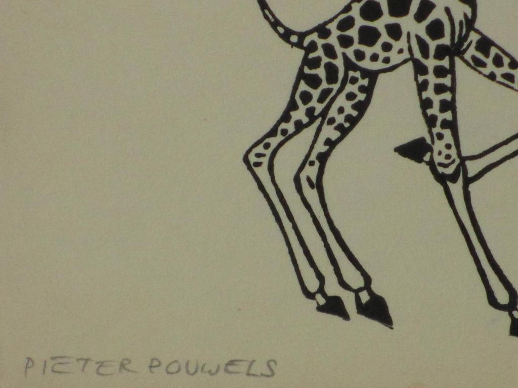 Pieter Pouwels, Giraffe, Houtsnede kopen? Bied vanaf 1!