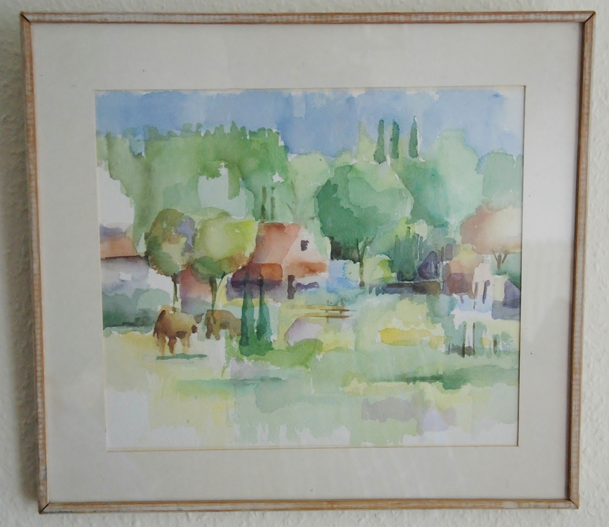 Jo Manders, Aquarel: Natuur gebied het Groot Goor Mierlo verkocht voor € 35!