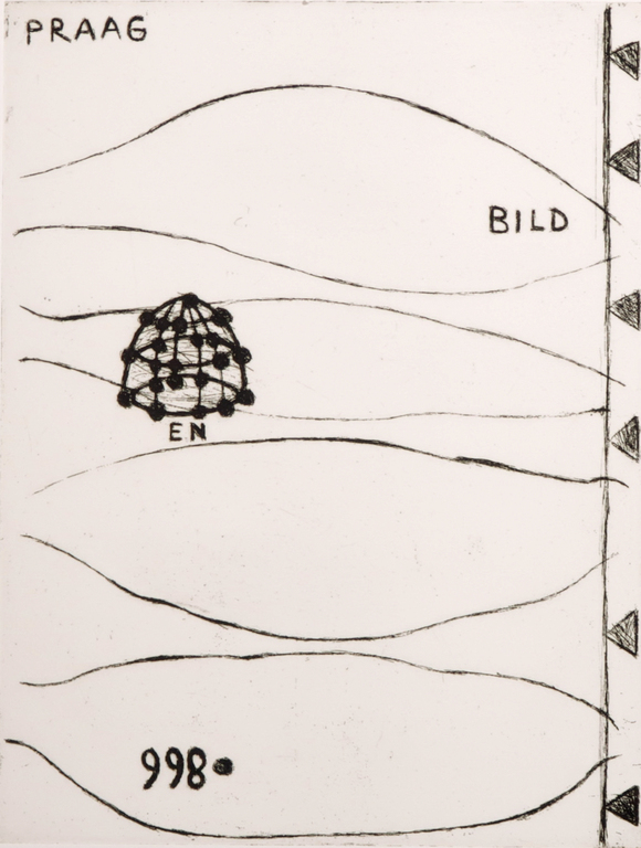 Reinier Lucassen: Ets, Praag en bild + H.H. ter Balkt: Gedicht, Tycho Brahe verkocht voor € 100!