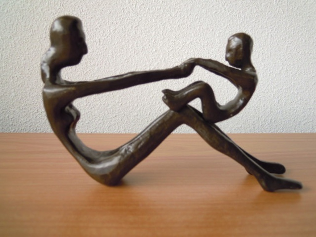Modern massief bronzen beeld - MOEDER MET KIND kopen? Bied vanaf 25!