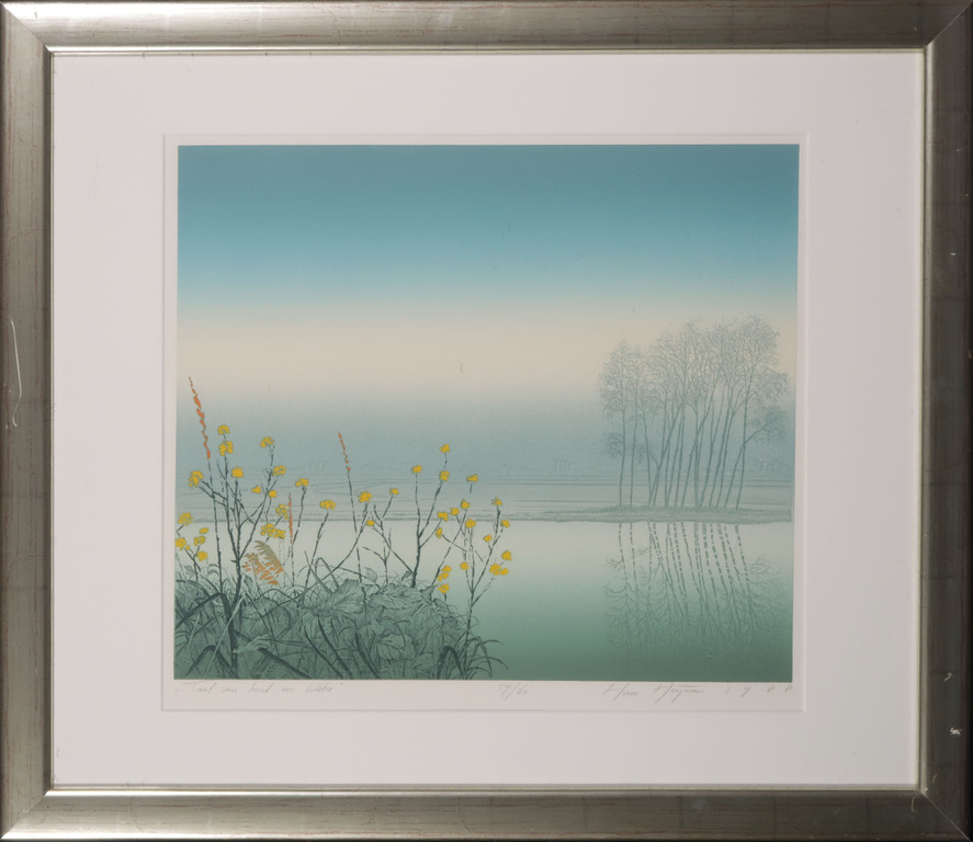 Hans Heijman: Ets, Taal van land en water - Ingelijst verkocht voor € 65!