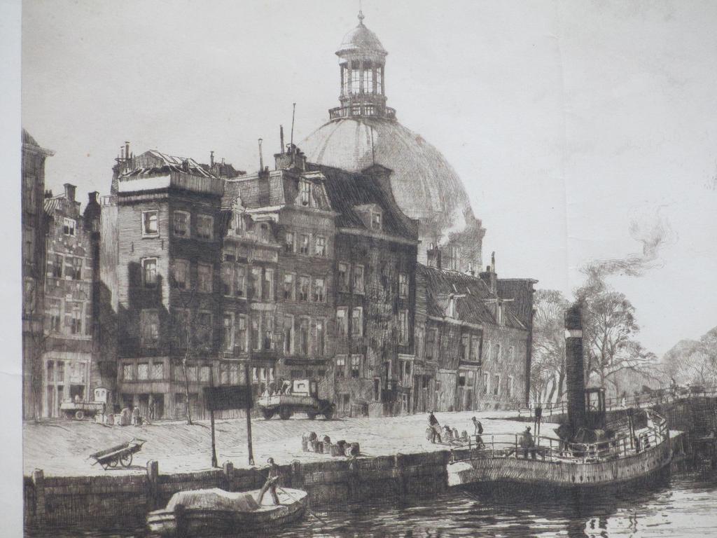 H.E.Roodenburg, Haarlemmersluis Amsterdam, Ets 1930 kopen? Bied vanaf 1!
