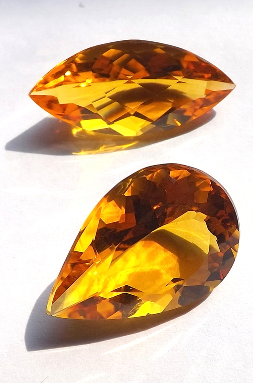 Paar natuurlijke Golden Citrine - Marquise Checker Cut en ovaal peer facet  kopen? Bied vanaf 1!