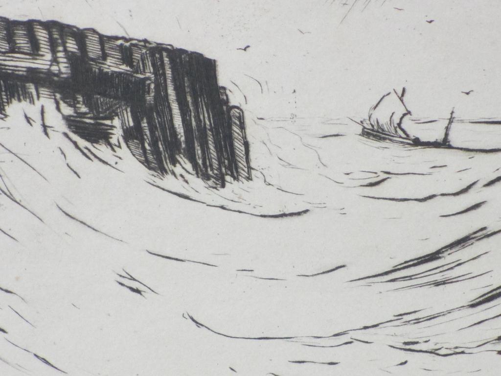 Storm van 's-Gravesande, Woelige zee voor Vlissingen, Ets kopen? Bied vanaf 40!