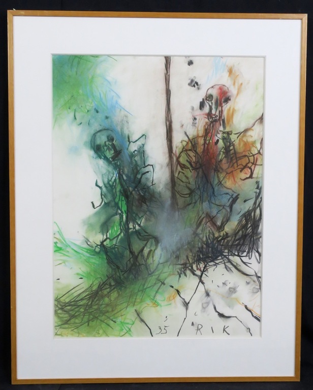 Rik van Iersel: Tekening kleur, Z.T. - Ingelijst verkocht voor € 221!